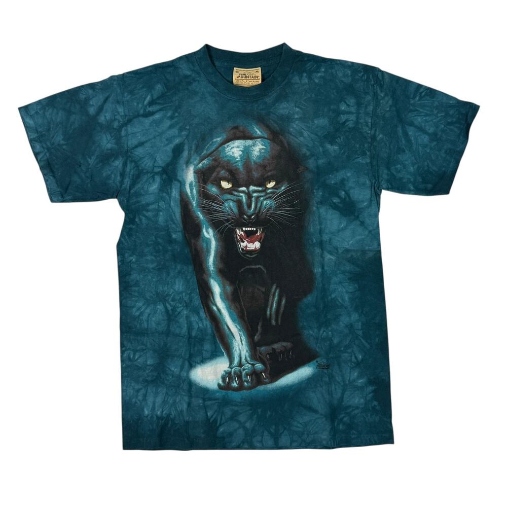 The Mountain Vintage 1999 Black Panther T-Shirt Dark Teal Tie Dye Adult Medium
